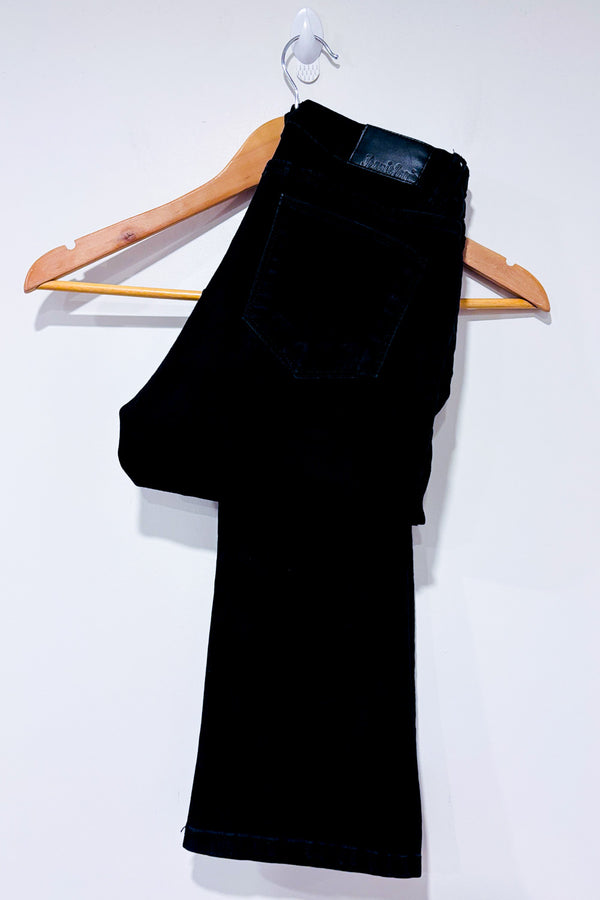 Jeans noir jambe évasée à taille régulière seconde main - Jeaniologie- La Penderie du Paradis