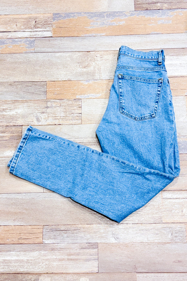 Jeans bleu pâle The Cheaky jambe droite à taille haute * seconde main - Everlane- La Penderie du Paradis