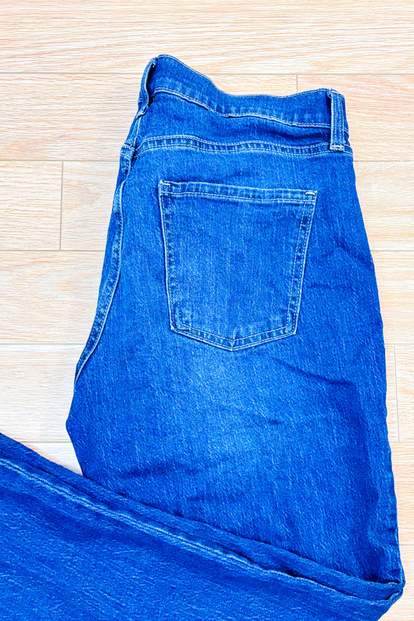 Jeans Wow Boyfriend bleu foncé à taille régulière seconde main - Old Navy- La Penderie du Paradis