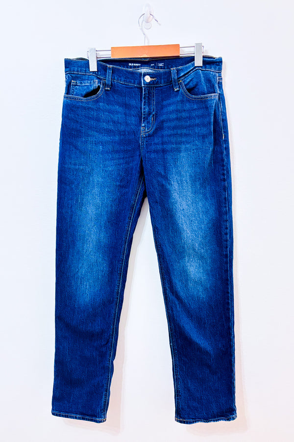 Jeans Wow Boyfriend bleu foncé à taille régulière seconde main - Old Navy- La Penderie du Paradis