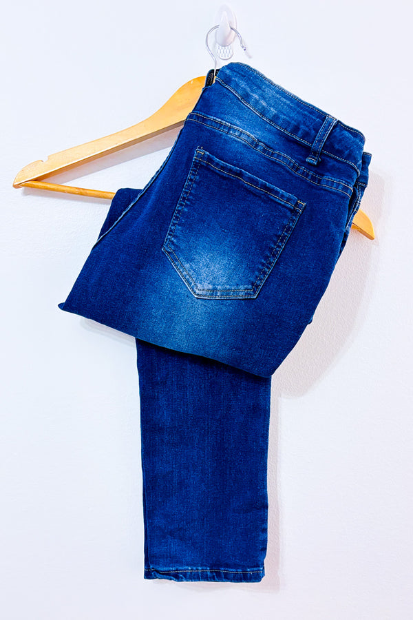 Jeans bleu foncé délavé seconde main - Autres- La Penderie du Paradis