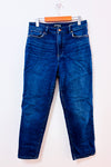 Jeans bleu foncé à taille haute coupe moderne seconde main - Joe Fresh- La Penderie du Paradis