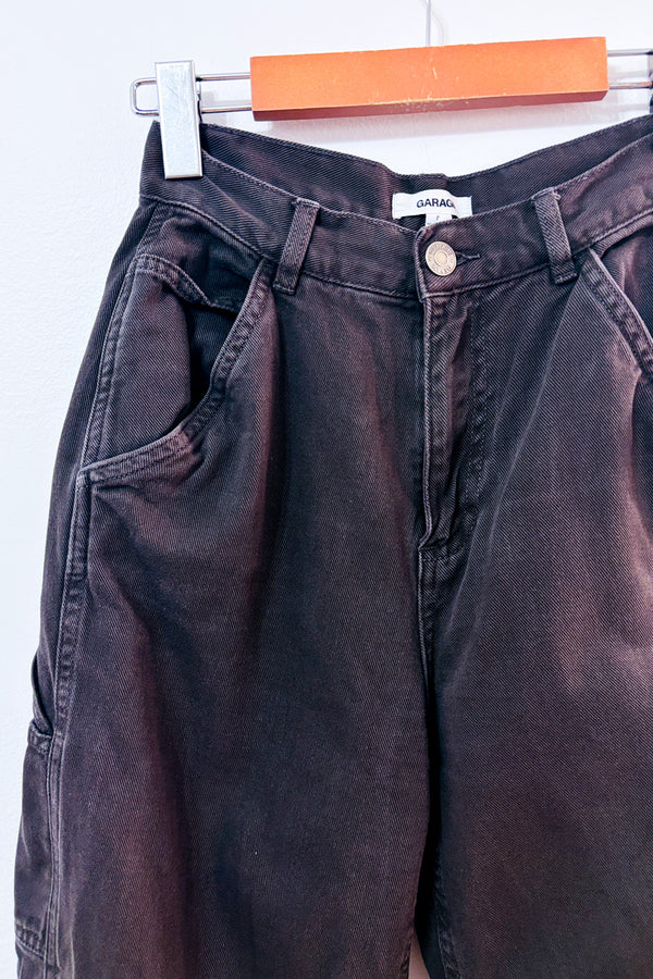 Jeans cargo noir délavé à taille haute seconde main - Garage- La Penderie du Paradis