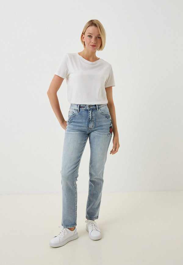 Jeans droit bleu pâle Mickey Mouse* seconde main - Desigual- La Penderie du Paradis