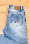 Jeans droit bleu pâle Mickey Mouse* seconde main - Desigual- La Penderie du Paradis