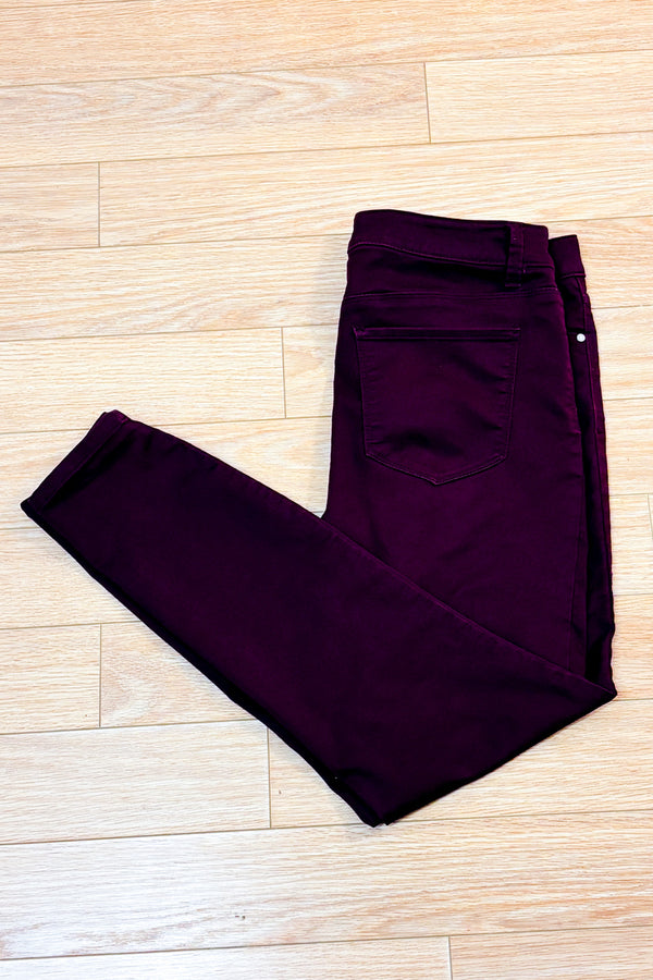 Pantalon bourgogne extensible à jambe étroite* seconde main - Design Lab- La Penderie du Paradis