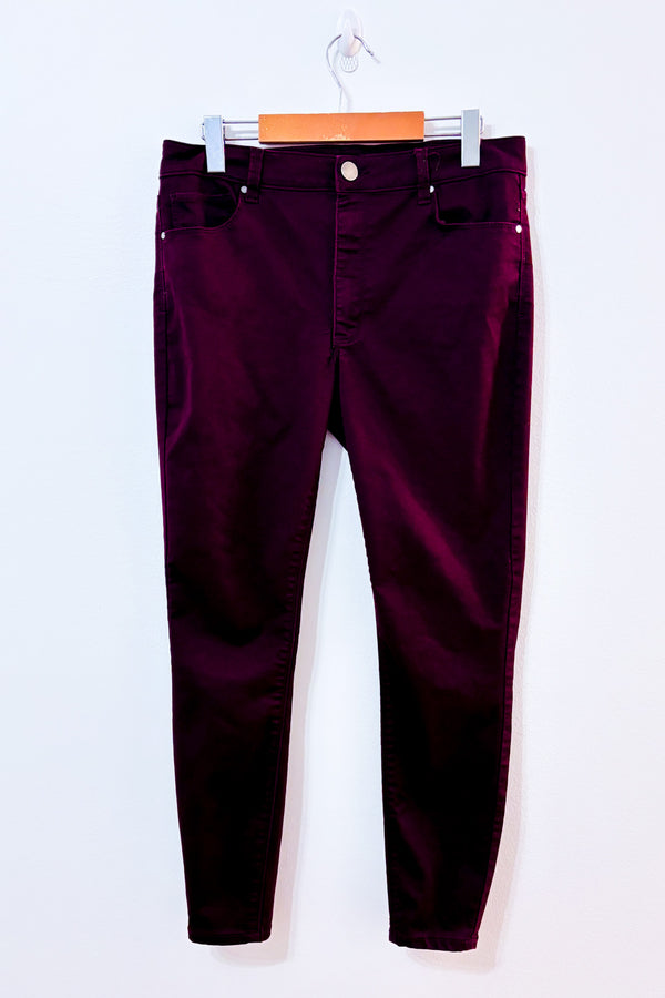 Pantalon bourgogne extensible à jambe étroite* seconde main - Design Lab- La Penderie du Paradis