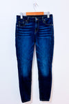 Jeans bleu foncé délavé à jambe étroite seconde main - Guess- La Penderie du Paradis