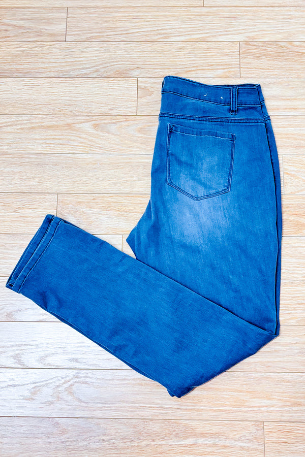 Jeans gris délavé extensible seconde main - Santana Jeans- La Penderie du Paradis