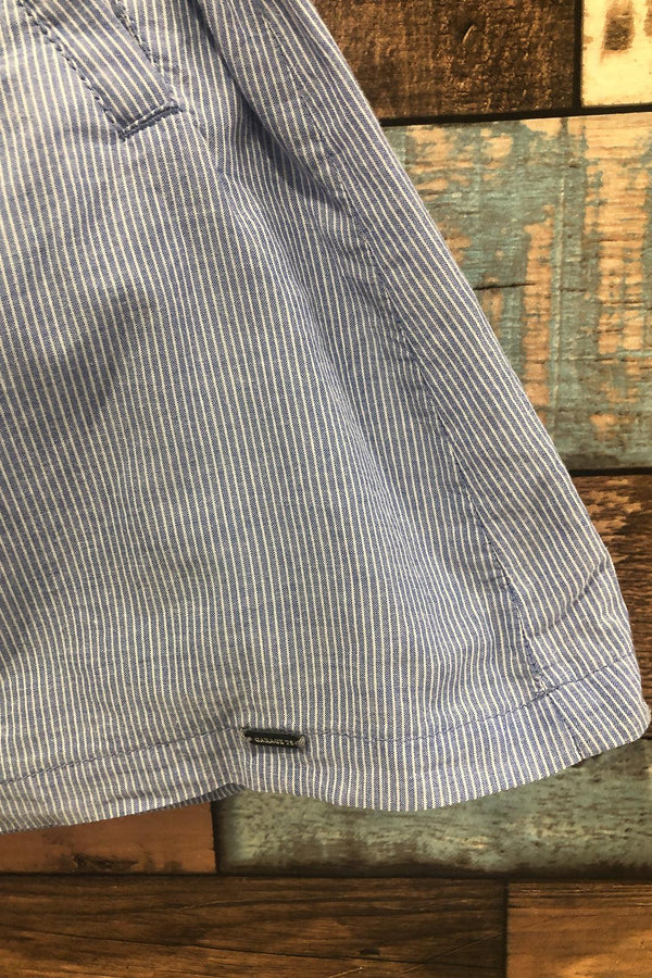 Jupe fluide rayée blanche et bleue taille élastique (l) seconde main Garage