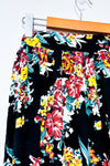 Jupe porte-feuille noire fleurie (m/l) - Simons - La Penderie du Paradis ?