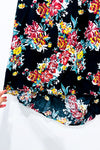 Jupe porte-feuille noire fleurie (m/l) - Simons - La Penderie du Paradis ?