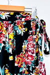 Jupe porte-feuille noire fleurie (m/l) - Simons - La Penderie du Paradis ?