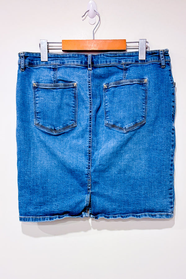 Jupe bleu pâle en jeans seconde main - Reitmans- La Penderie du Paradis