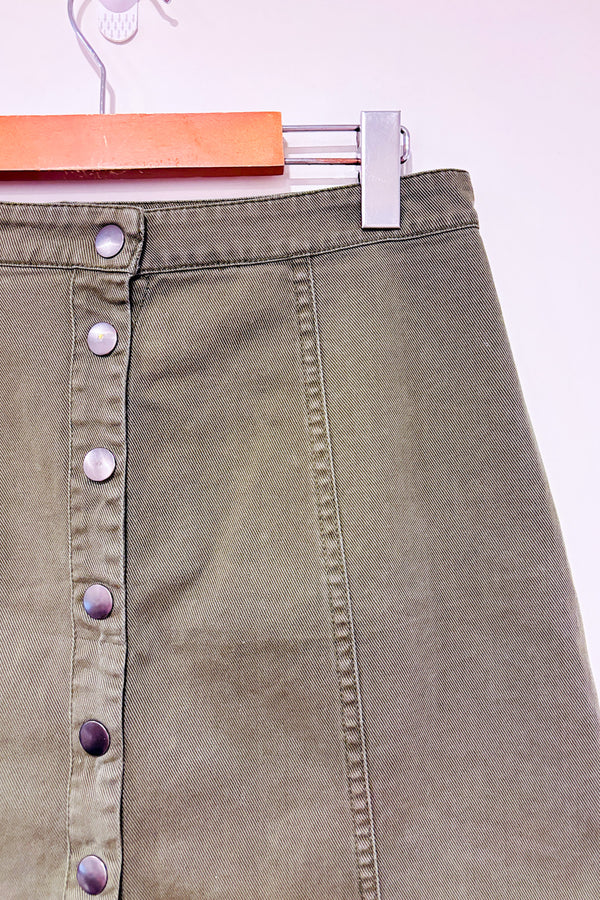 Jupe kaki en denim (m) seconde main - Rebel Rogue- La Penderie du Paradis