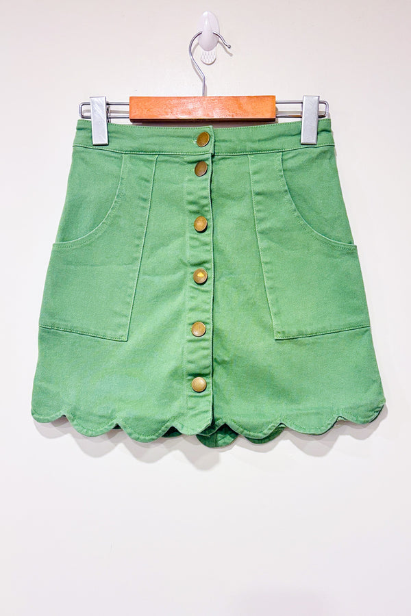 Jupe verte en denim seconde main - Smak Parlour- La Penderie du Paradis
