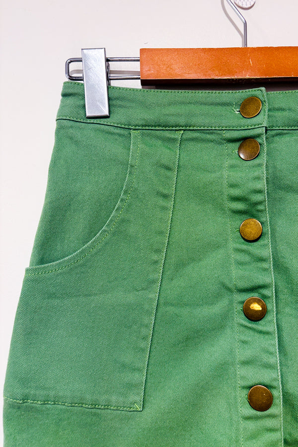Jupe verte en denim seconde main - Smak Parlour- La Penderie du Paradis