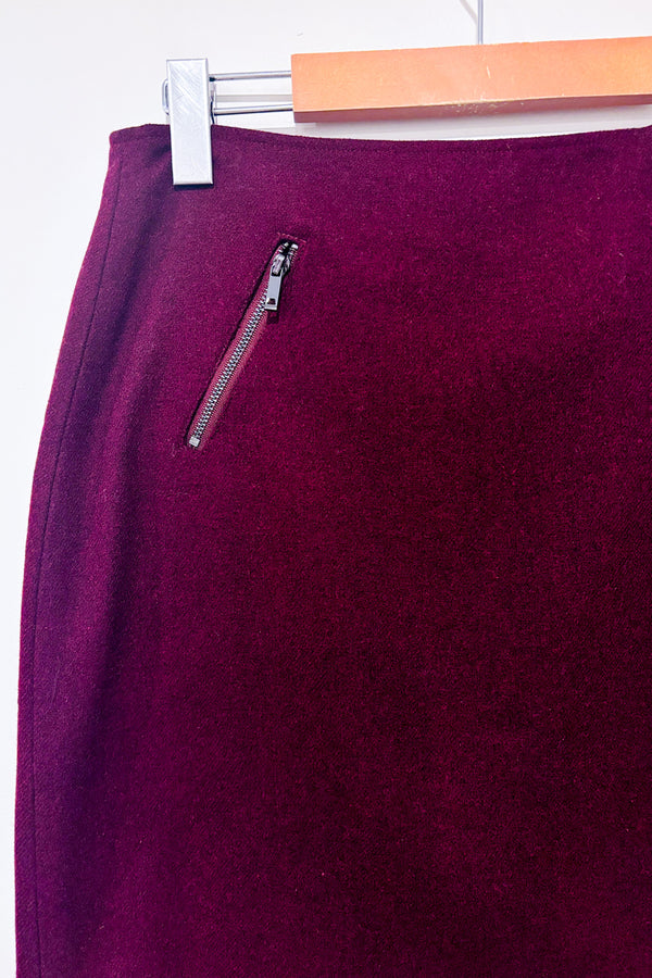 Jupe bourgogne en laine seconde main - Simons- La Penderie du Paradis