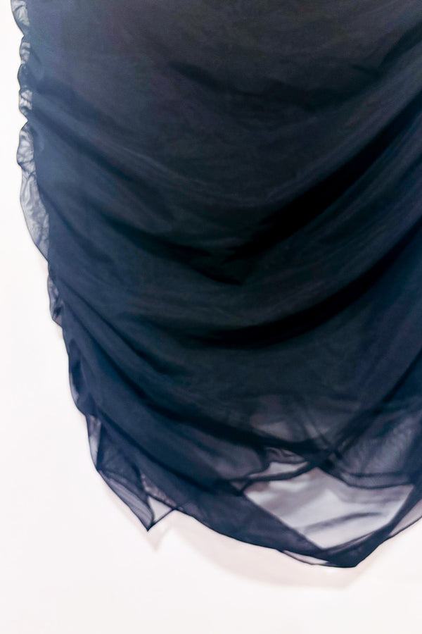 Jupe plissée noire avec tulle seconde main - Forever21- La Penderie du Paradis