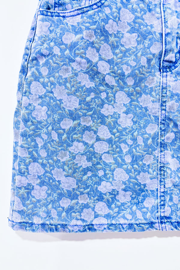 Jupe bleue fleurie en jeans* seconde main - Mariloup Wolfe- La Penderie du Paradis