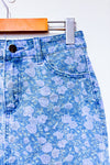 Jupe bleue fleurie en jeans* seconde main - Mariloup Wolfe- La Penderie du Paradis