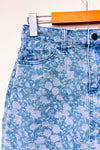 Jupe bleue fleurie en jeans* seconde main - Mariloup Wolfe- La Penderie du Paradis