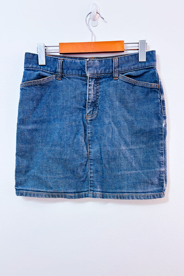 Jupe en jeans bleue Hip-Hugger extensible seconde main - GAP- La Penderie du Paradis