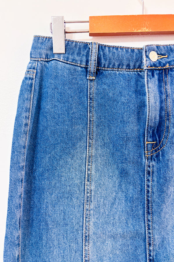 Jupe maxi en denim fendue à taille haute* seconde main - Buffalo David Bitton- La Penderie du Paradis