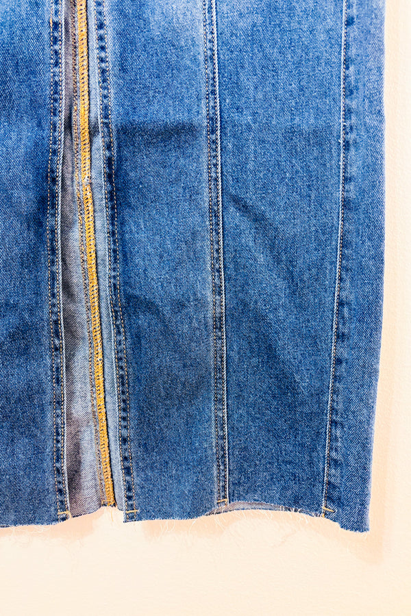Jupe maxi en denim fendue à taille haute* seconde main - Buffalo David Bitton- La Penderie du Paradis