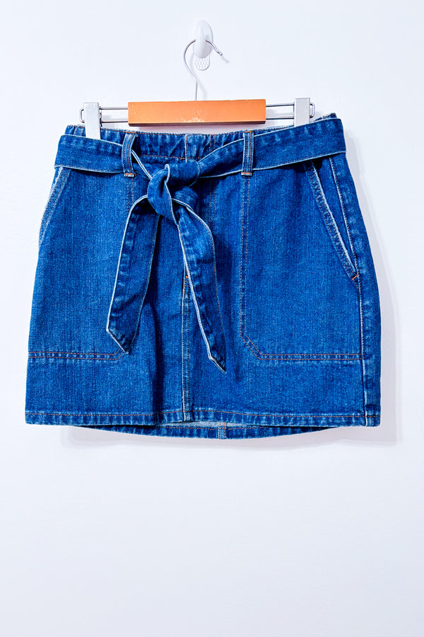 Mini-jupe en denim bleu à ceinture nouée* seconde main - Billabong- La Penderie du Paradis