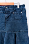 Jupe en denim bleu foncé plissée seconde main - Lois Jeans- La Penderie du Paradis