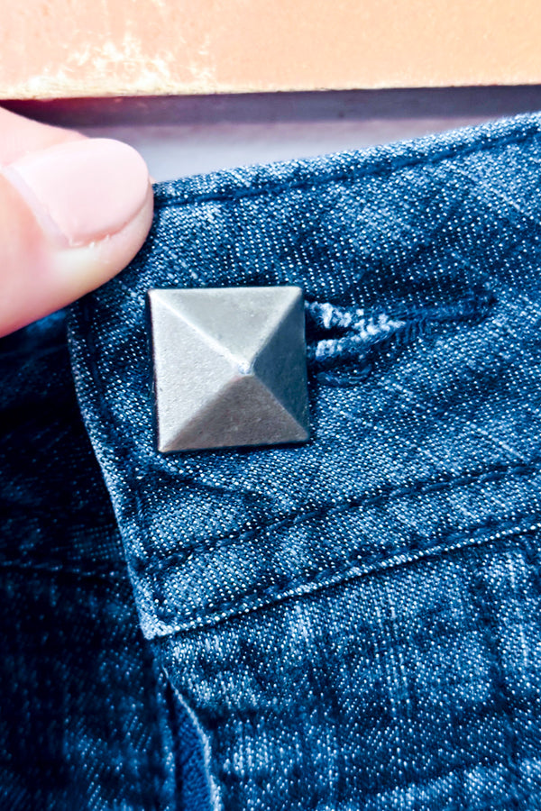 Jupe en denim bleu foncé plissée seconde main - Lois Jeans- La Penderie du Paradis