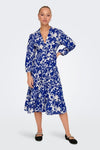 Robe midi bleue et blanche fleurie* seconde main - Only- La Penderie du Paradis
