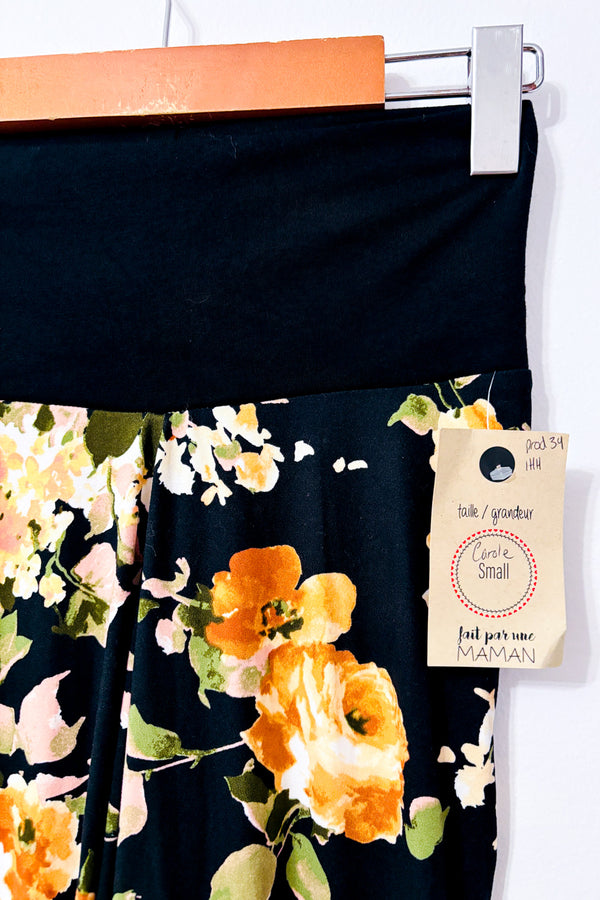 Legging Carole noir fleuri* seconde main - Fait par une maman- La Penderie du Paradis
