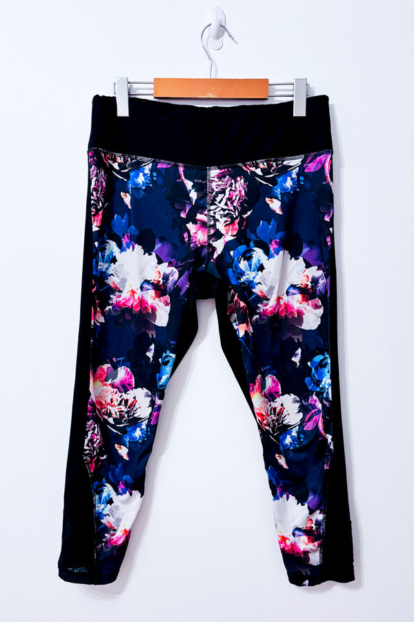 Legging noir fleuri seconde main - Reitmans- La Penderie du Paradis