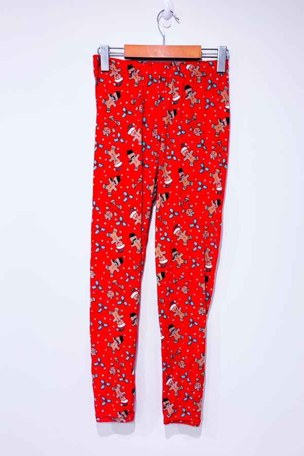 Legging rouge motif biscuits pain d'épice (m)-La Classe Couture-La Penderie du Paradis 🕊