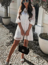 Robe blanche en dentelle fleurie* seconde main - Zara- La Penderie du Paradis
