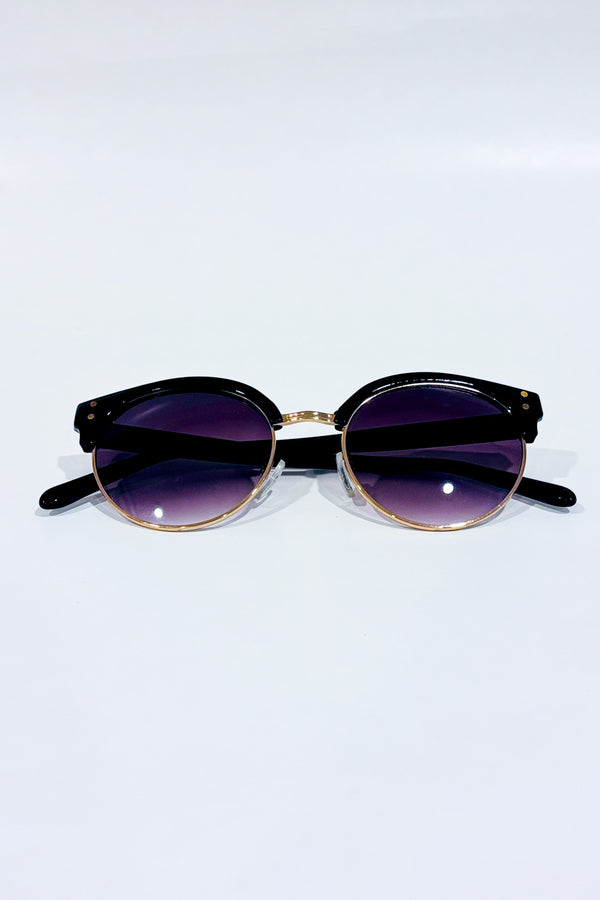 Lunettes de soleil rondes noires style rétro verres teintés violet seconde main - kstudio- La Penderie du Paradis