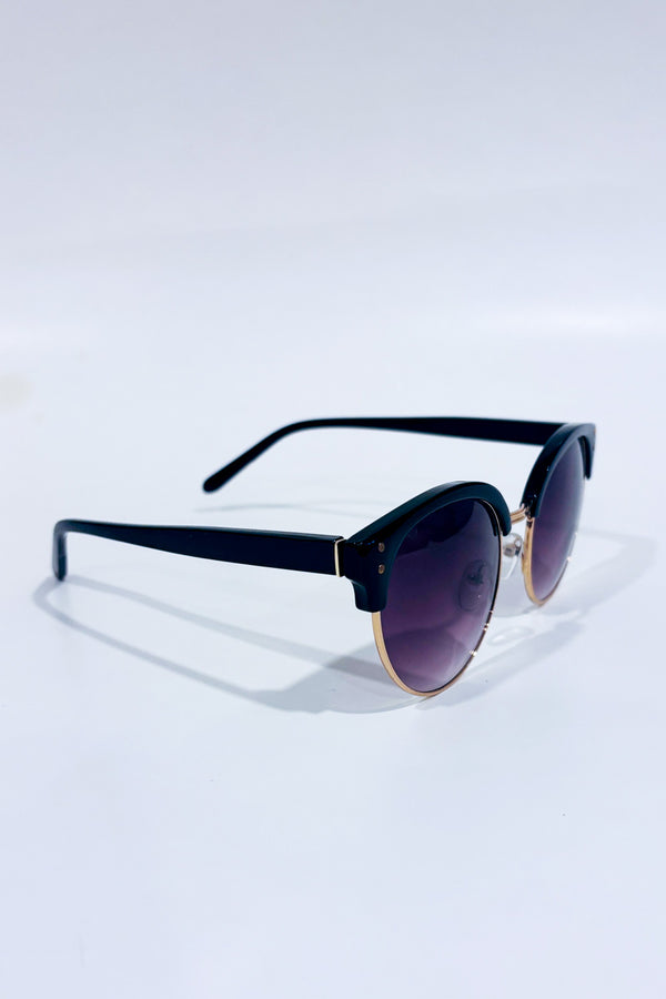 Lunettes de soleil rondes noires style rétro verres teintés violet seconde main - kstudio- La Penderie du Paradis