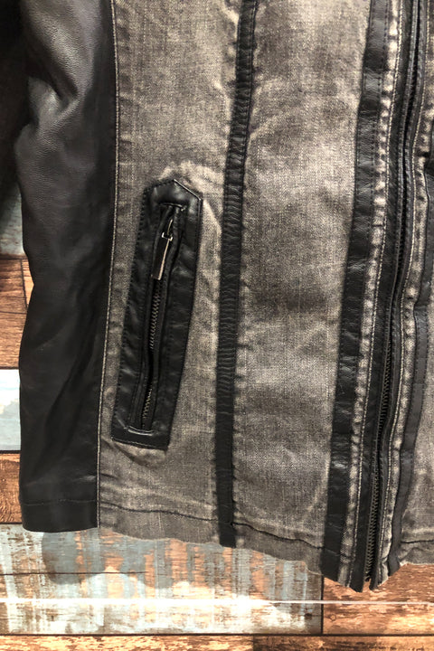 Manteau noir en jeans et faux cuir (l) seconde main San Francisco   