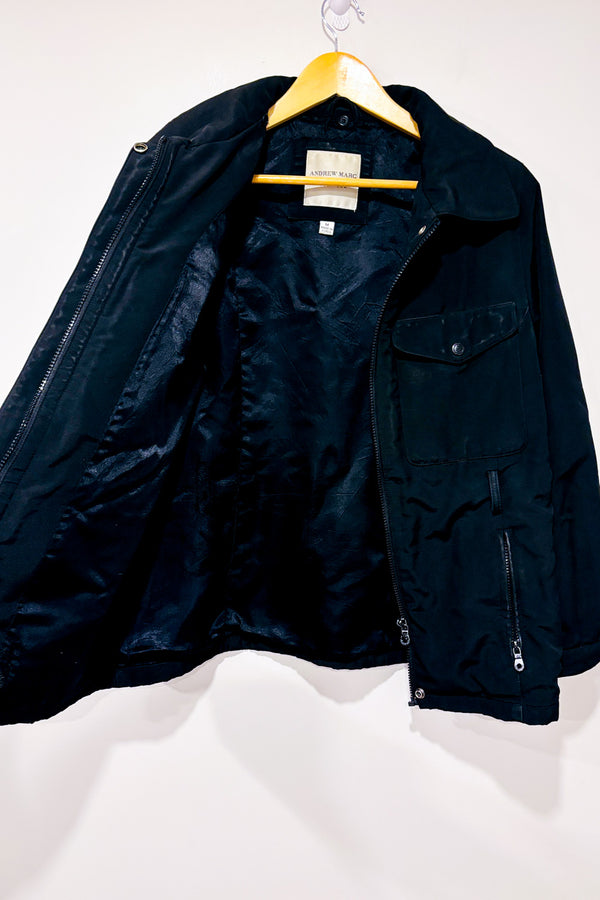 Manteau trench noir style cargo seconde main - Andrew Marc- La Penderie du Paradis