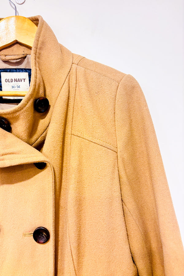 Manteau trench beige en laine seconde main - Old Navy- La Penderie du Paradis