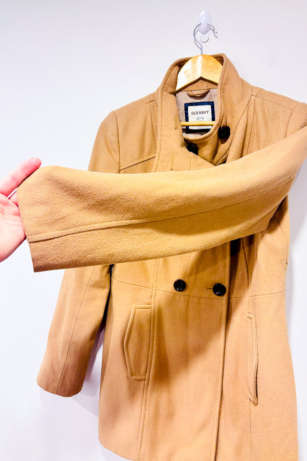Manteau trench beige en laine seconde main - Old Navy- La Penderie du Paradis