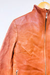 Veste en cuir véritable taupe à zip* seconde main - Vera Pelle- La Penderie du Paradis