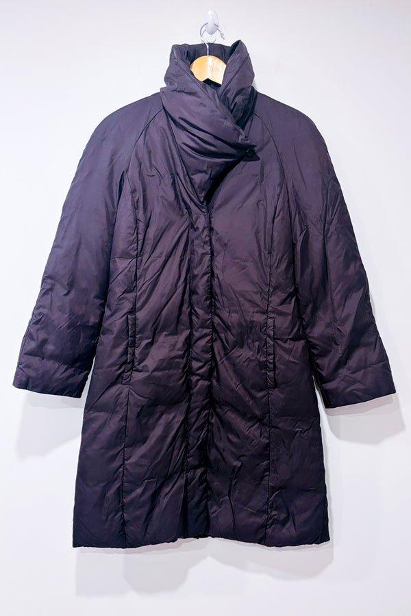 Manteau en duvet brun chocolat col enveloppant* seconde main - Cole Haan- La Penderie du Paradis