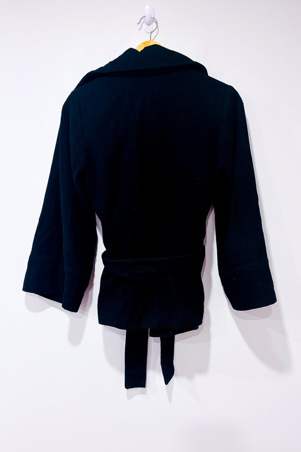 Manteau noir en laine à nouer* seconde main - Bedo- La Penderie du Paradis