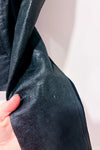 Veste courte en cuir gris-vert à col drapé* seconde main - BCBG Maxazria- La Penderie du Paradis
