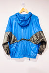 Manteau coupe-vent bleu et brun style vintage seconde main - Out From Under- La Penderie du Paradis