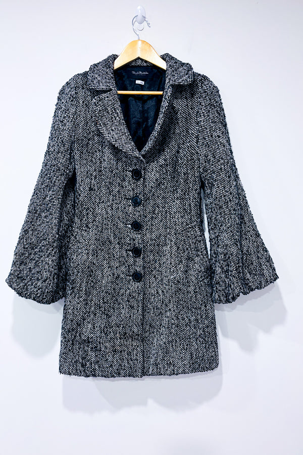 Manteau en laine noir et blanc seconde main - Renato Balestra- La Penderie du Paradis