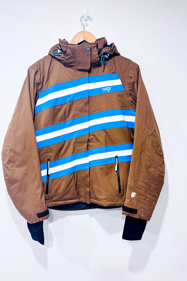 YY_Manteau d'hiver brun et bleu* seconde main - Orage- La Penderie du Paradis